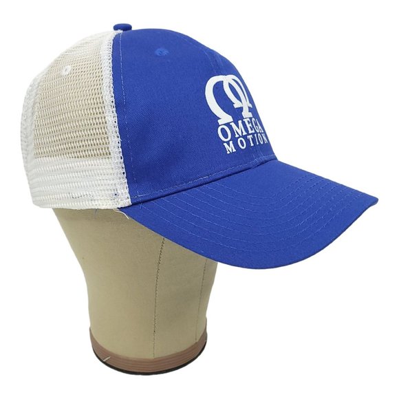Omega Motion Mesh Strapback Cap Trucker Baseball Hat Vitronic Blue White - Picture 2 of 12